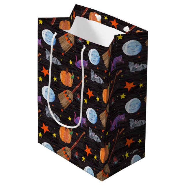 Eric Carle | Caterpillar Black Halloween Pattern Medium Gift Bag (Front Angled)