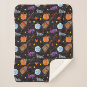 Eric Carle   Caterpillar Black Halloween Pattern Sherpa Blanket