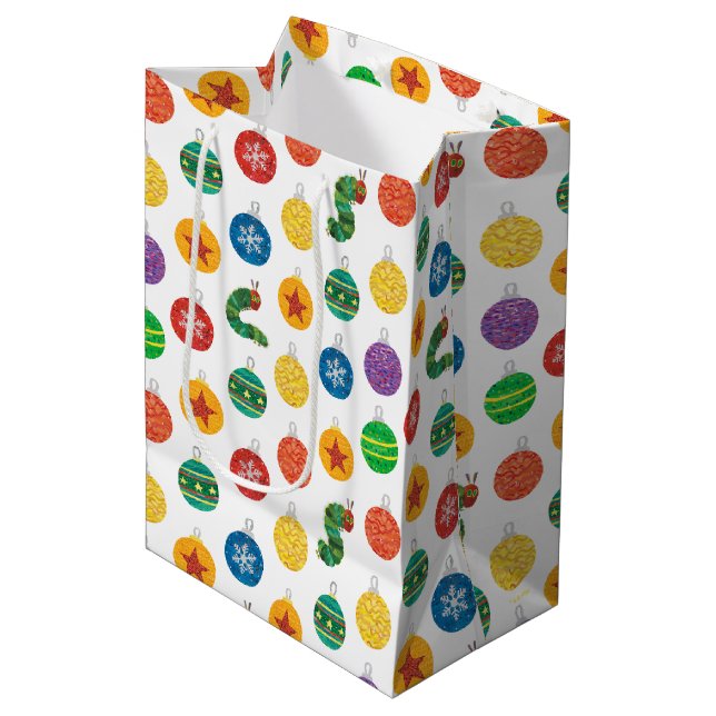 Eric Carle | Caterpillar Christmas Pattern Medium Gift Bag (Front Angled)