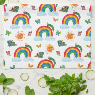 Eric Carle   Caterpillar Rainbow Butterfly Pattern Tea Towel