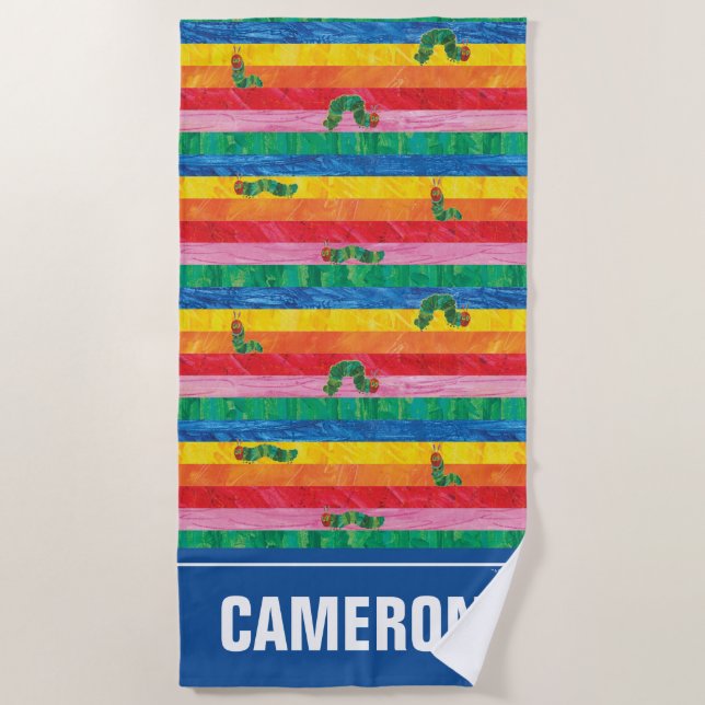 Eric Carle | Caterpillar Rainbow Stripe Pattern Beach Towel (Front)