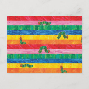 Eric Carle Caterpillar Rainbow Stripe Pattern Postcard