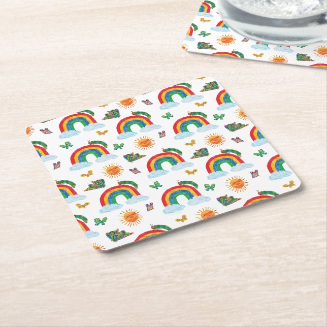 Eric Carle | Caterpillar to Rainbow Butterfly Square Paper Coaster (Angled)