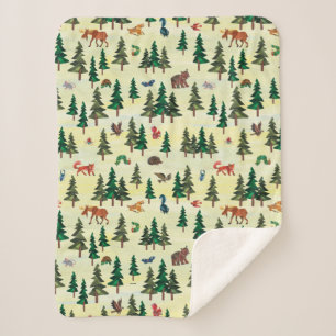 Eric Carle Ready for Forest Fun Pattern Sherpa Blanket