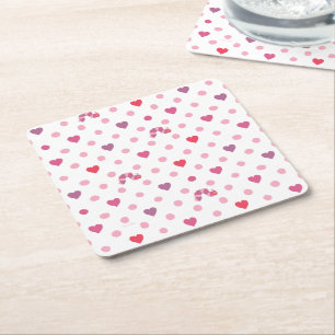 Eric Carle Valentine Heart Polka Dot Pattern Square Paper Coaster