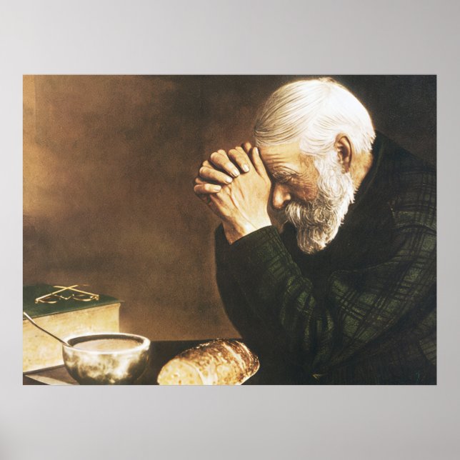 Eric Enstrom Grace Man Praying Over Bread Print (Front)