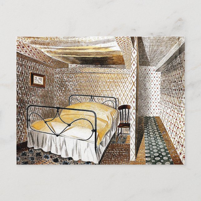 Eric Ravilious art, Farmhouse Bedroom Postcard (Front)
