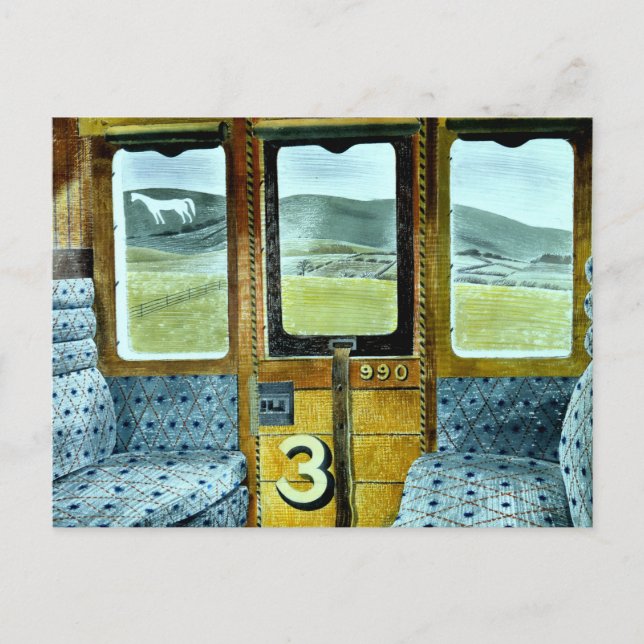 Eric Ravilious art, Train Landscape Postcard (Front)