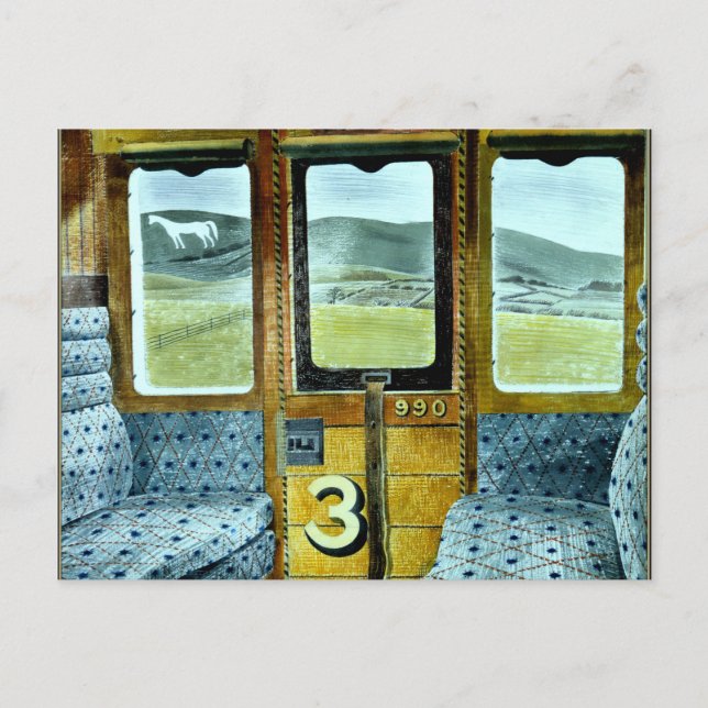 Eric Ravilious art, Train Landscape Postcard (Front)