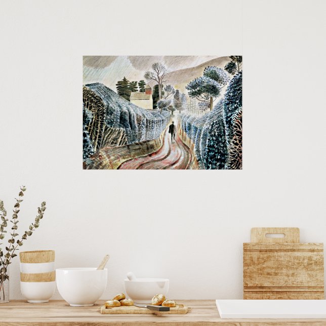 Eric Ravilious art, Wet Afternoon Poster (Kitchen)