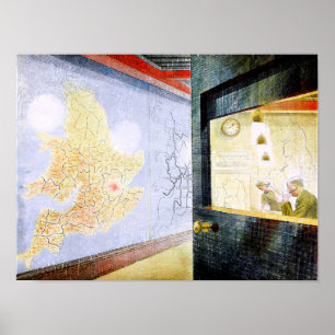 Eric Ravilious artwork,  Wall Maps Poster