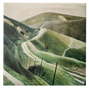 Eric Ravilious - Chalk Paths, famous artwork, Tile