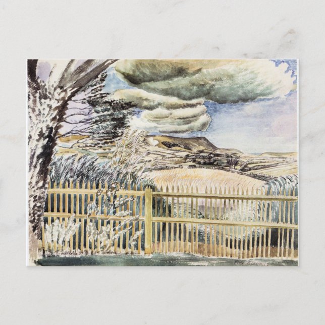 Eric Ravilious - Firle Beacon, fine art painting,  Postcard (Front)