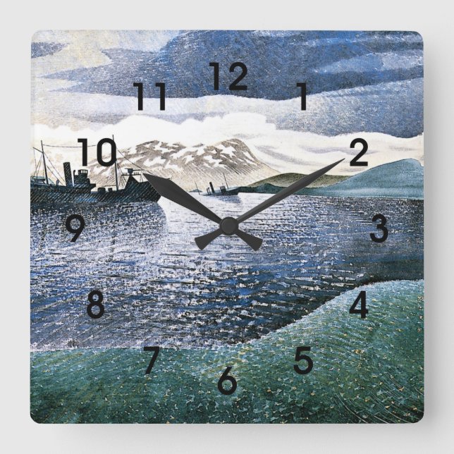 Eric Ravilious - Norway, magic realism art Square Wall Clock (Front)