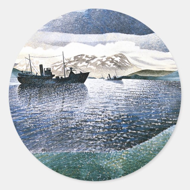 Eric Ravilious - Norway, magic realism, Classic Round Sticker (Front)