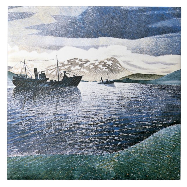 Eric Ravilious - Norway, magic realism, Tile (Front)