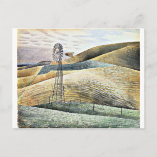 Eric Ravilious painting, Windmill, Postcard