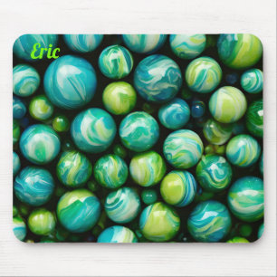 ERIC ~ Zany Shades of Green and Blue ~ Marbles ~  Mouse Pad
