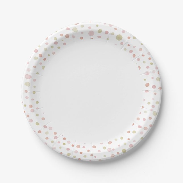 Erica Confetti Watercolor Dots Paper Plate (Front)
