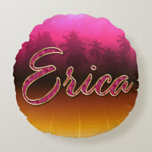 Erica Vorname Name golden pink Kissen Round Cushion