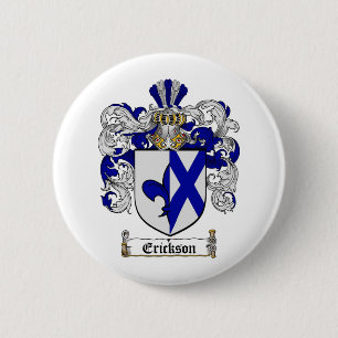 ERICKSON FAMILY CREST - ERICKSON COAT OF ARMS 6 CM ROUND BADGE