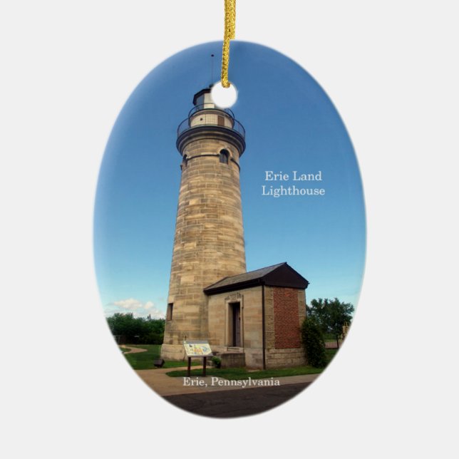 Erie Land Lighthouse oval ornament (Front)