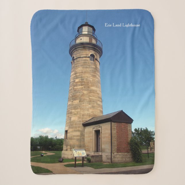 Erie Land Lighthouse Sherpa Blanket (Front)