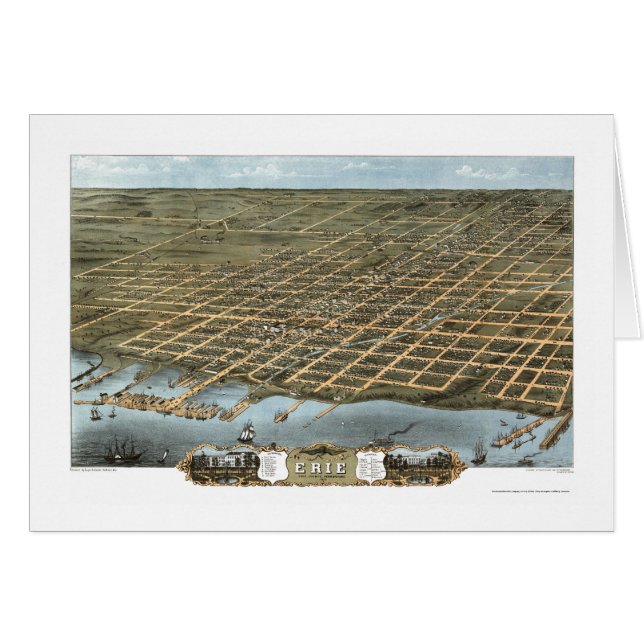 Erie, PA Panoramic Map - 1870 (Front Horizontal)