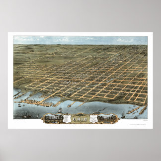 Erie, PA Panoramic Map - 1870 Poster