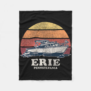 Erie Pa Vintage Boating 70s Retro Boat Design  Fleece Blanket