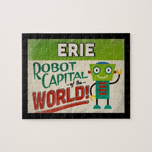 Erie Pennsylvania Robot - Funny Vintage Jigsaw Puzzle (Horizontal)