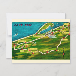 Erie Pennsylvania Vintage Map Postcard