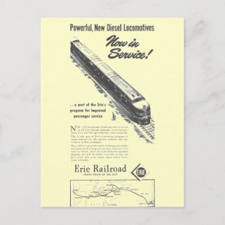 Erie Railroad 1948 New Diesel Locomotives Postcard