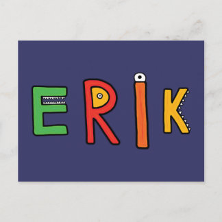 "Erik" Monster Letters Postcard