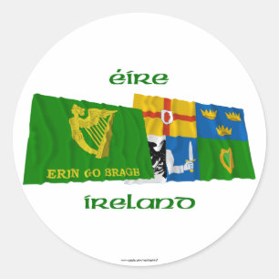 Erin Go Bragh and Four-Province Waving Flags Classic Round Sticker