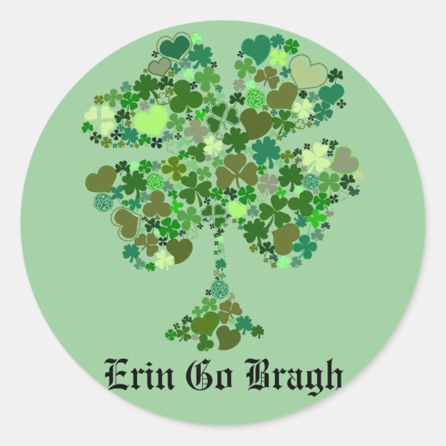 Erin Go Bragh Four Leaf Clover Sticker (Front)