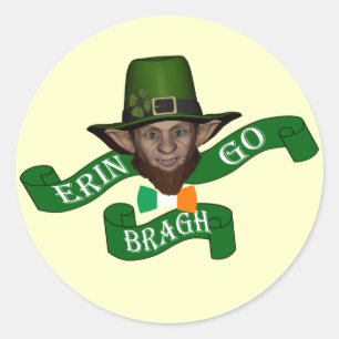 Erin go bragh funny  leprechaun classic round sticker