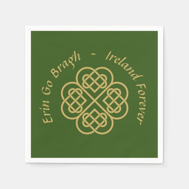 Erin Go Bragh Gold Celtic Shamrock  Napkin (Front)