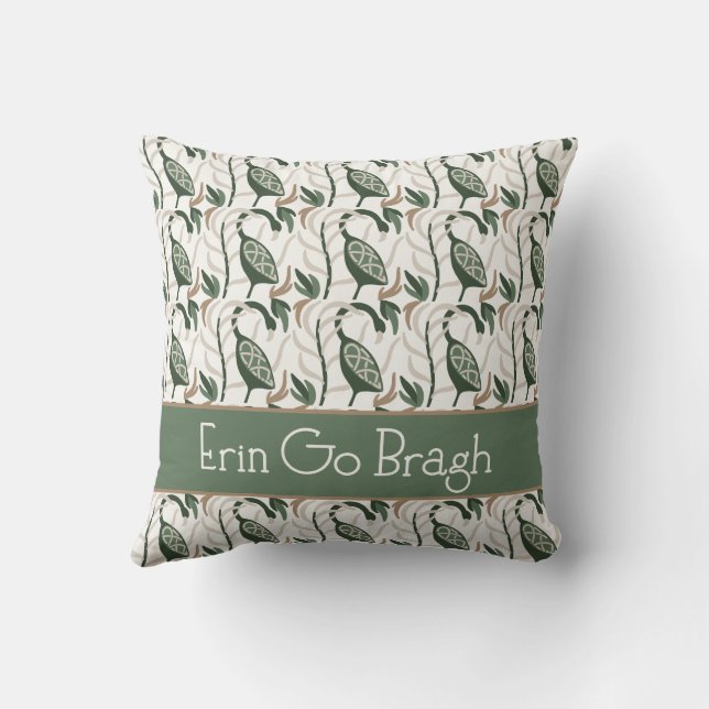 Erin go Bragh Irish Bird Pattern Cushion (Back)