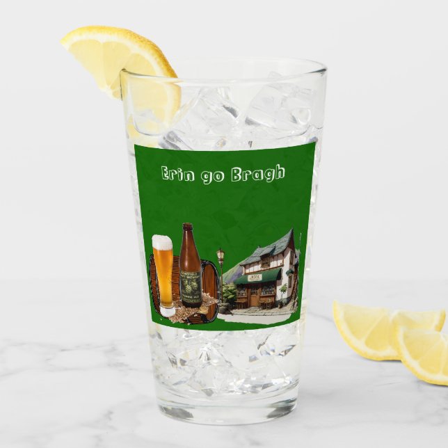 Erin Go Bragh Saint Patrick's Day Irish Beer Pub Glass (Front Ice)