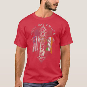 Erin Go Bragh St Patricks Day Irish American Flag T-Shirt
