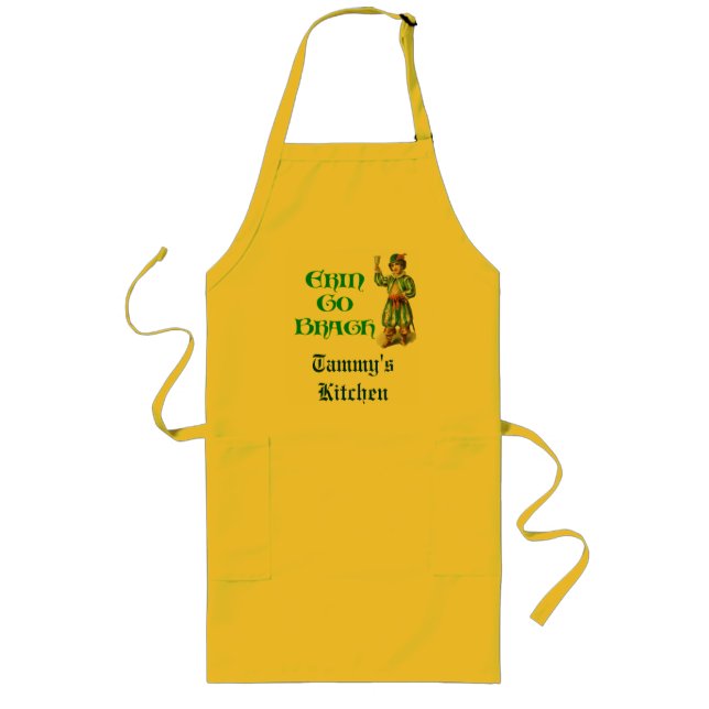 Erin Go Braugh Personalizeable Irish Saying Long Apron (Front)