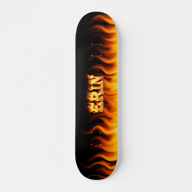 Erin skateboard fire and flames design. (Front)