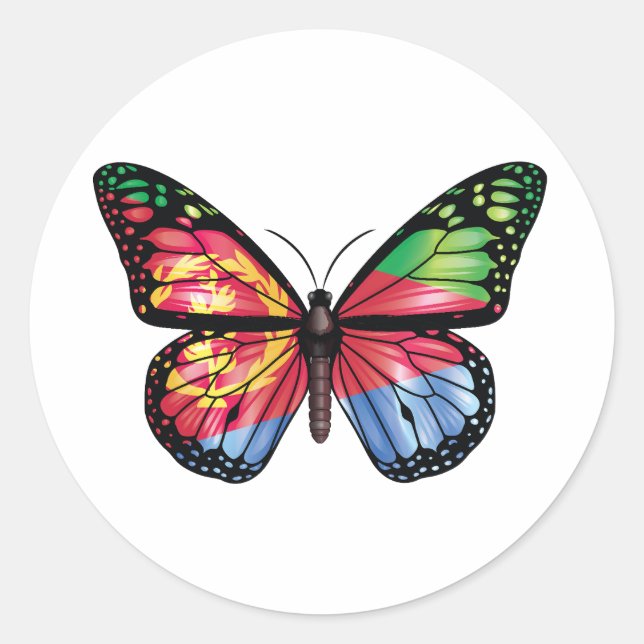 Eritrea butterfly monarch flag classic round sticker (Front)