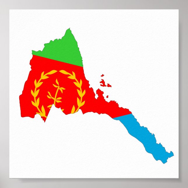 Eritrea country flag map shape silhouette poster (Front)