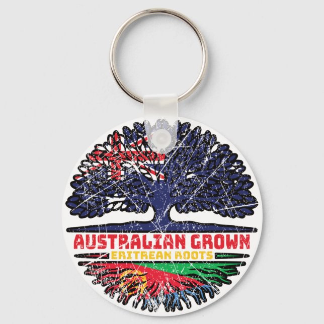 Eritrea Eritrean Australian Australia Tree Roots Key Ring (Front)