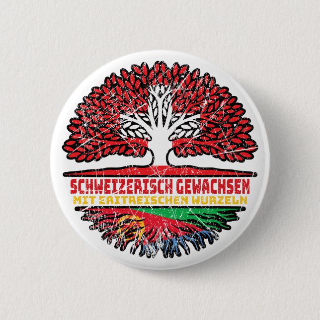 Eritrea Eritrean Schweizer Schweiz Baum Wurzel 6 Cm Round Badge (Front)