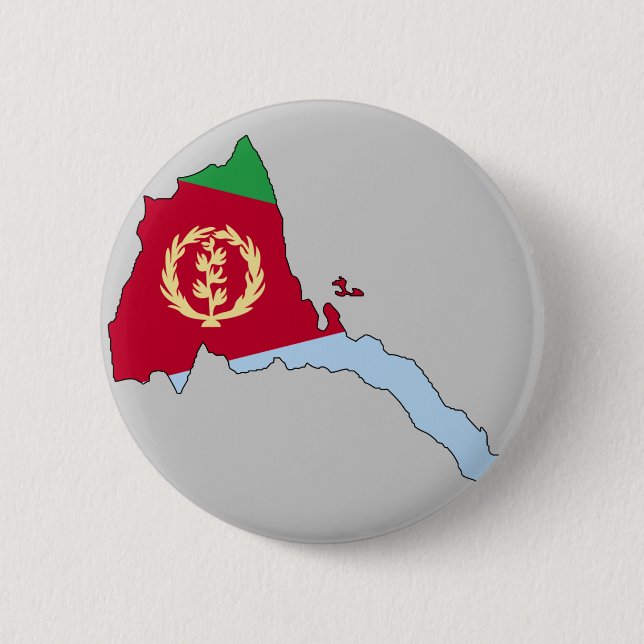 Eritrea flag map 6 cm round badge (Front)