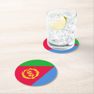 Eritrea flag round paper coaster