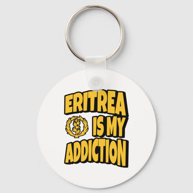 Eritrea Is My Addiction Love Eritrea Flag Map Inde Key Ring (Front)